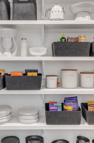 Black Large Sculpted Bin in a shelf