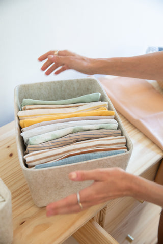 Wide Sculpted Bin Oatmeal