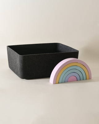 Black Large Sculpted Bin with item besides it