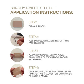 Application instructions for SortJoy x Mielle Studio product on a white background