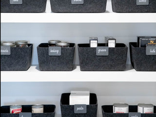 Black Wide Sculpted Bin in Shelf