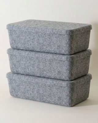 The Sculpted Bin - Long with Lid | Set of 3
