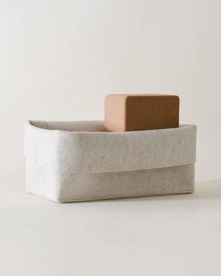 Folded Beige Small Flex Bin with item inside
