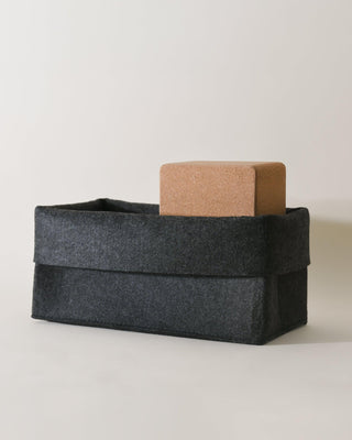 Folded Small Black Flex Bin with an item inside
