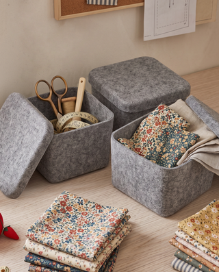 The Sculpted Bin - Petite with Lid | Set of 3