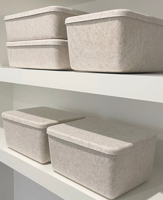 The Sculpted Bin - Wide with Lid | Set of 3