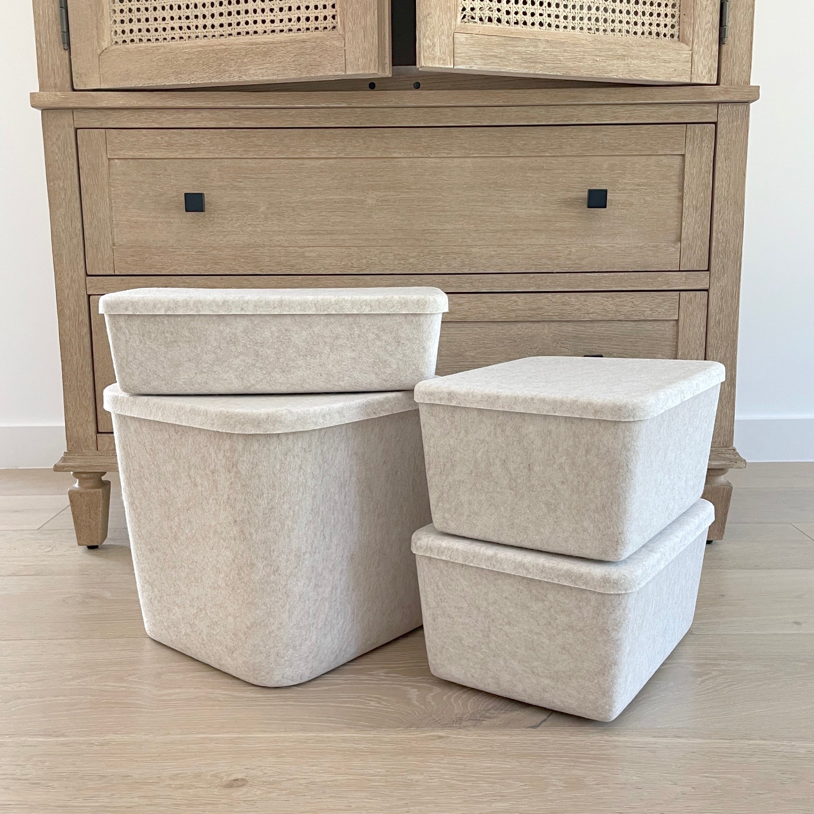 Sortjoy Long Stone Sculpted Storage Bin with Lid