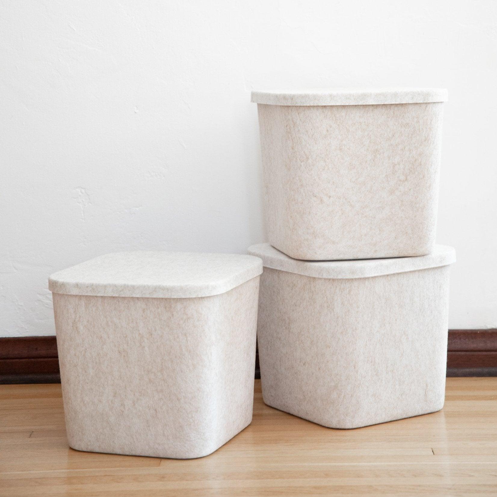 4 Pack - Sculpted Felt Storage Bins with Lids & Dividers