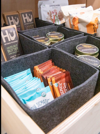 Black Petite Flex Bins in a shelf