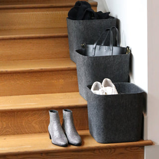 SortJoy Original Sculpted Bins in a Stairway